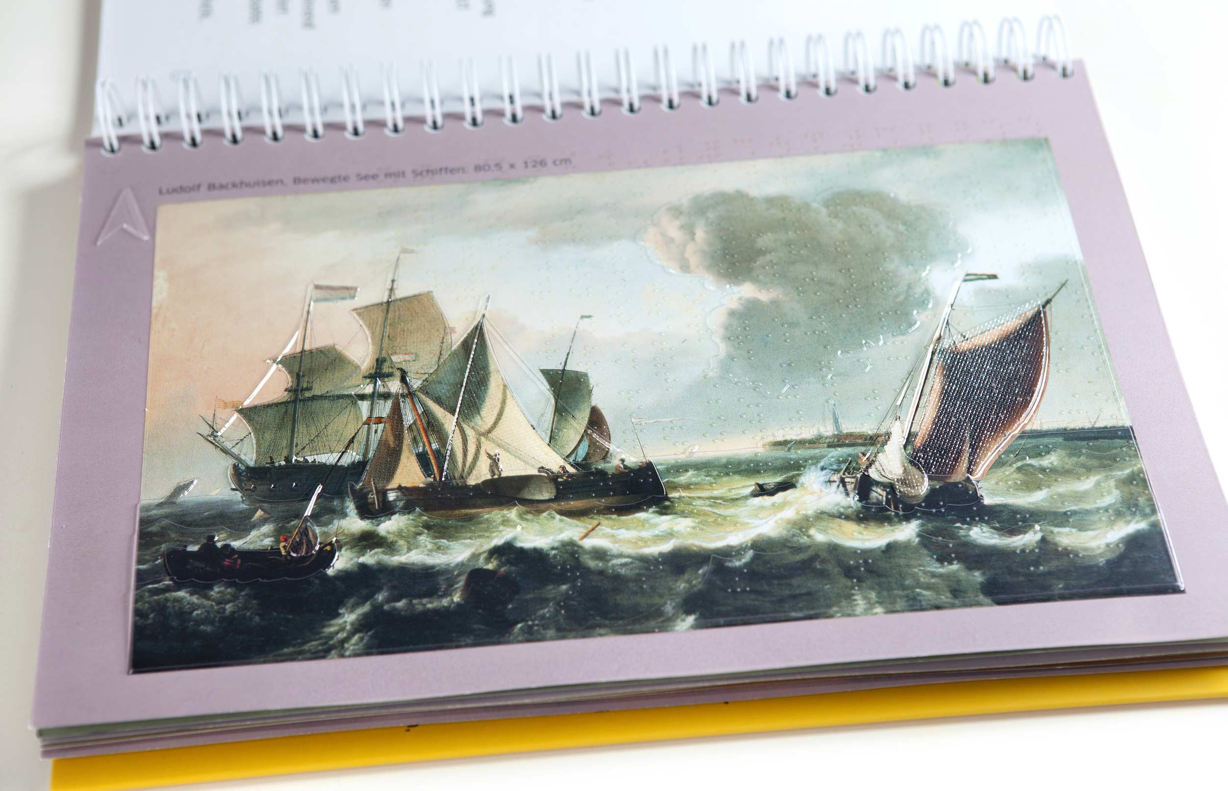 A view of the page with the painting Moving Sea with Ships by Ludolf Backhuyzen.
