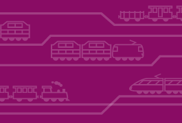 Eine lilafarbene Fläche mit unterschiedlichen angedeuteten Zügen