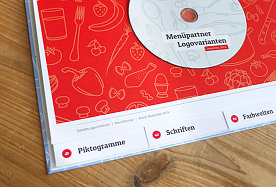Detail photo of the corporate design manual by Menüpartner