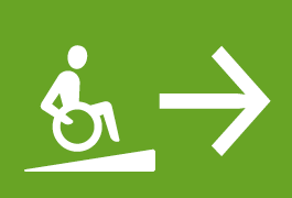 Abbildung eines grünen Orientierungsschildes für Rollstuhlfahrer