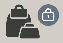 Pictogram signalling lockable storage of bags and backpacks
