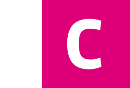 square sign to mark area C (white capital letter C on magenta background)