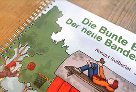 Close-up of the book cover "Die Bunte Bande, Der neue Bandentreff".