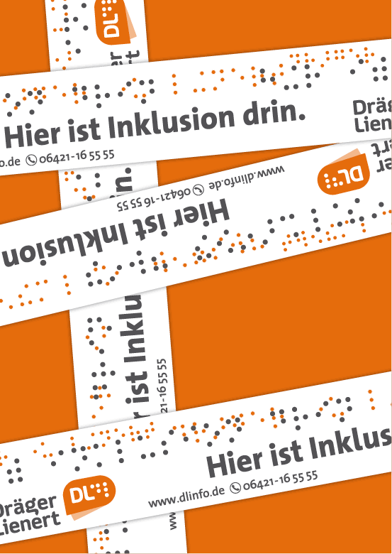 Presentation of the packaging tape as an advertising medium with slogan "here is inclusion in it".