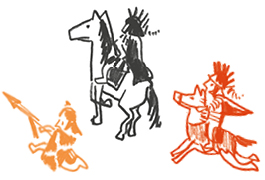 Illustration of three warriors
