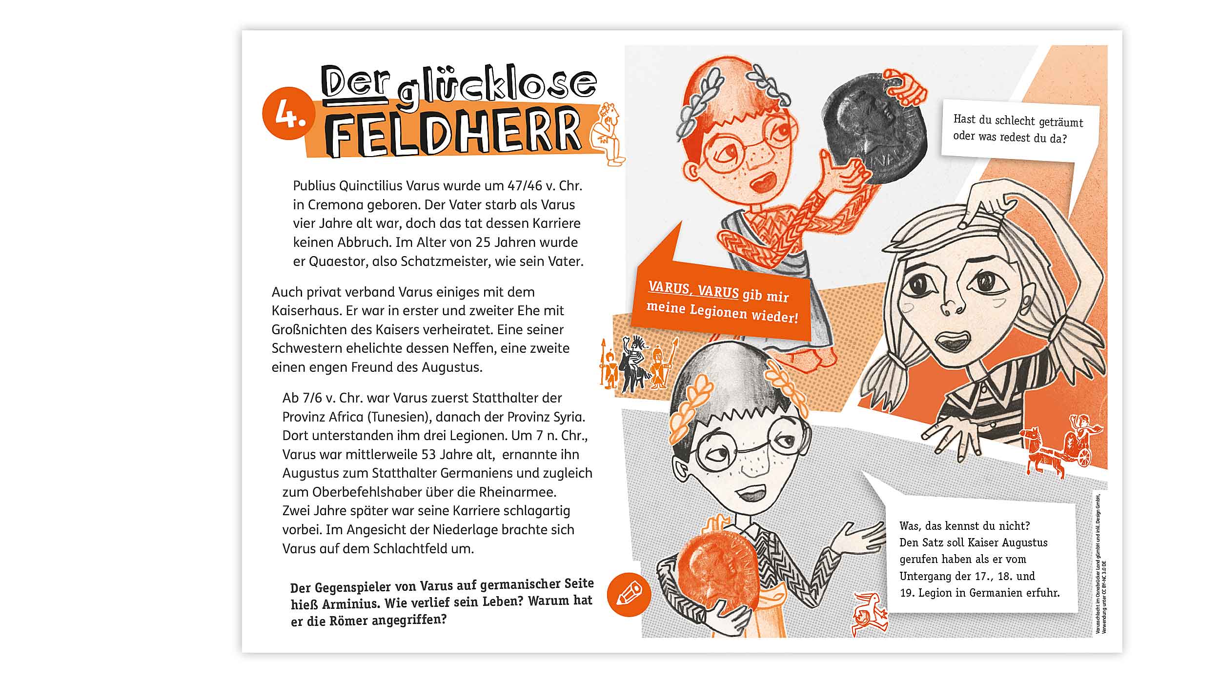 Arbeitsblatt „Der glücklose Feldherr“ mit einem Oskar-und-Sophie-Comic zur Vertiefung des Wissens