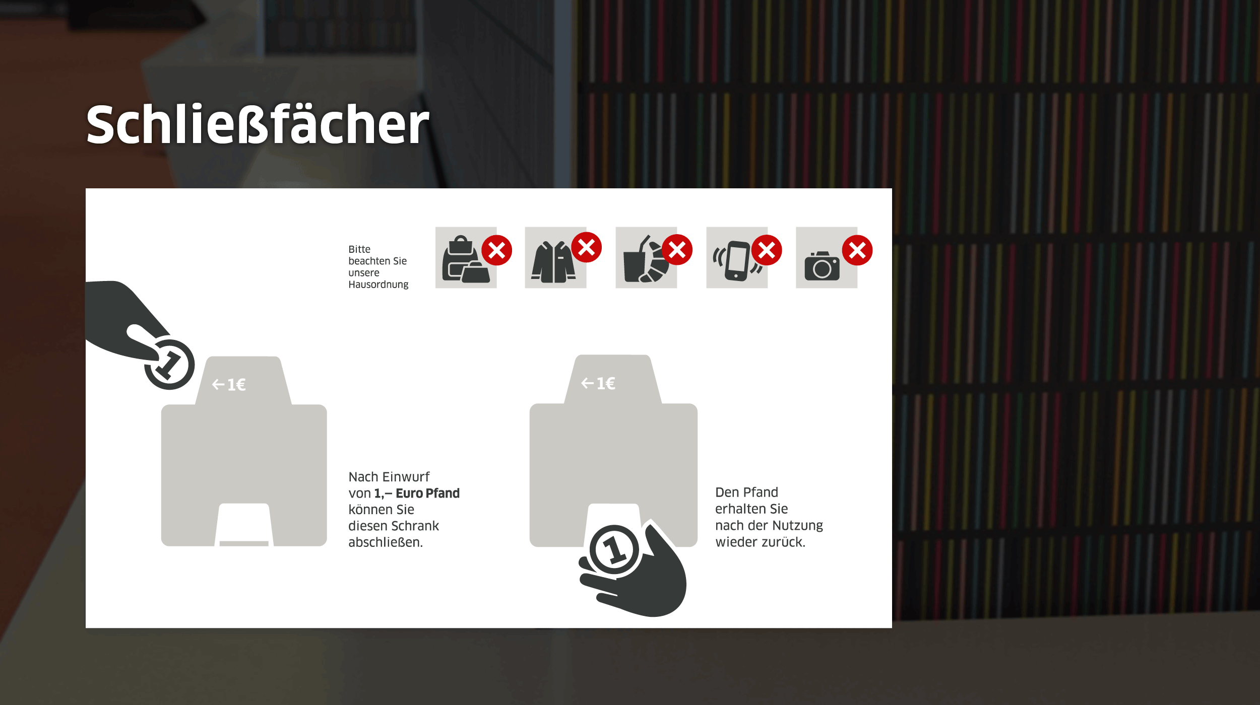 Operating instructions for the lockers with infographics and text
