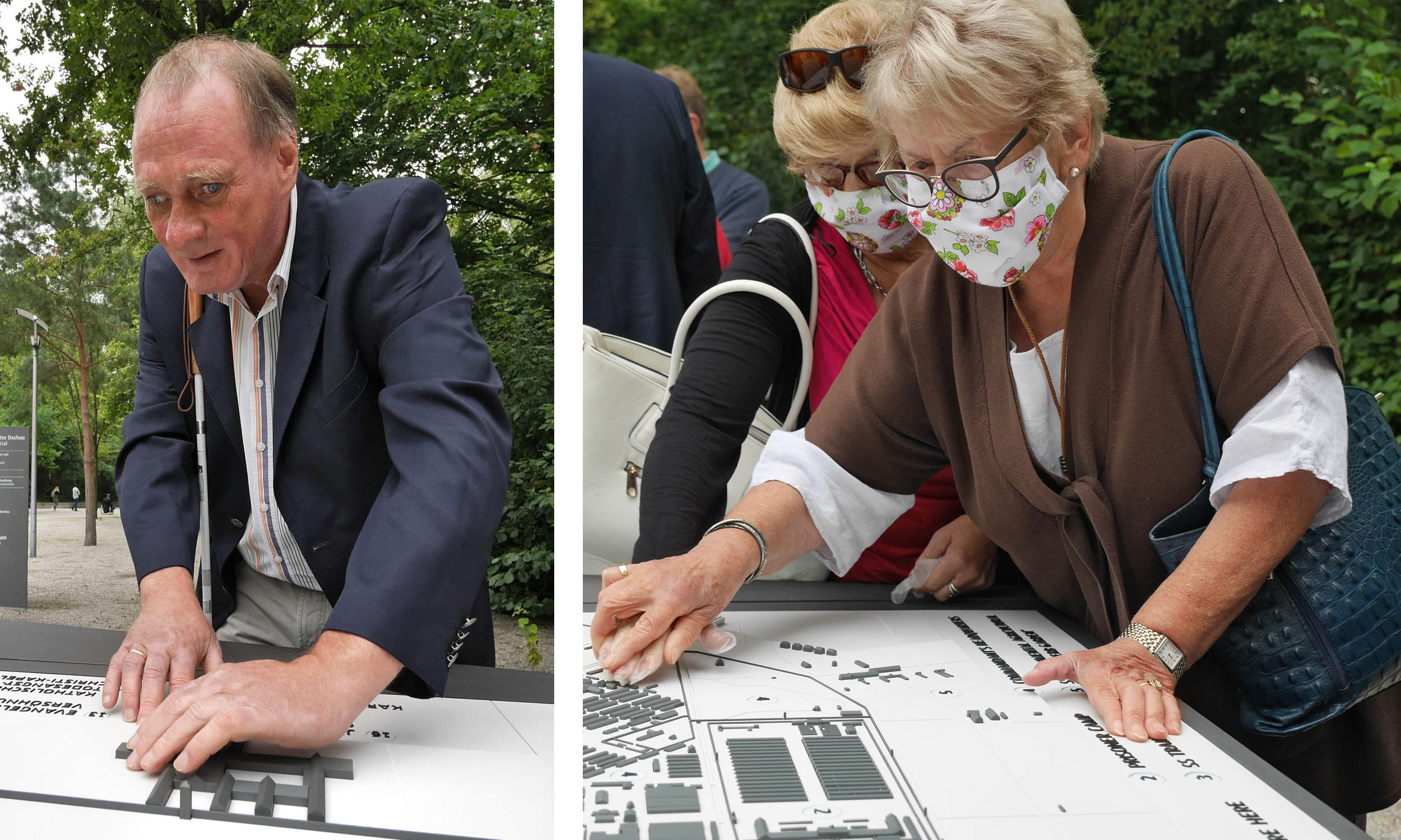 Two photos of members of the Bavarian Federation for the Blind and Visually Impaired