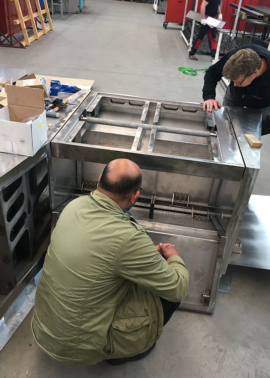 A picture from the workshop during the assembly of the rotating body